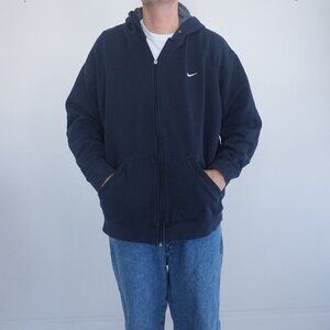 Vintage Y2K Nike The Athletic Dept. Navy Cotton Hooded Zip Up Sweater XL